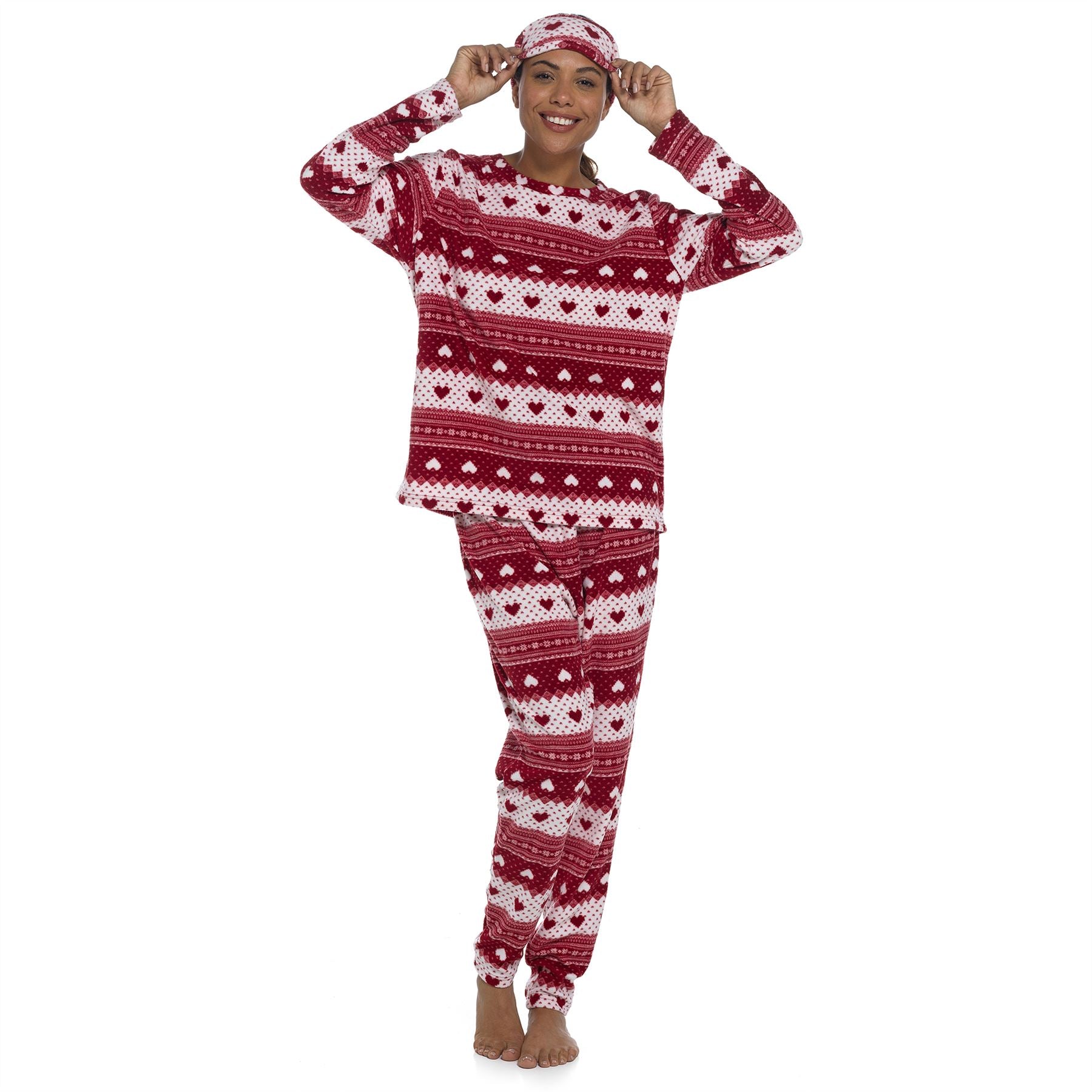 Womens/Ladies Fleece Thermal Pyjamas Pyjama PJs Winter Nightwear Set Size 8-22