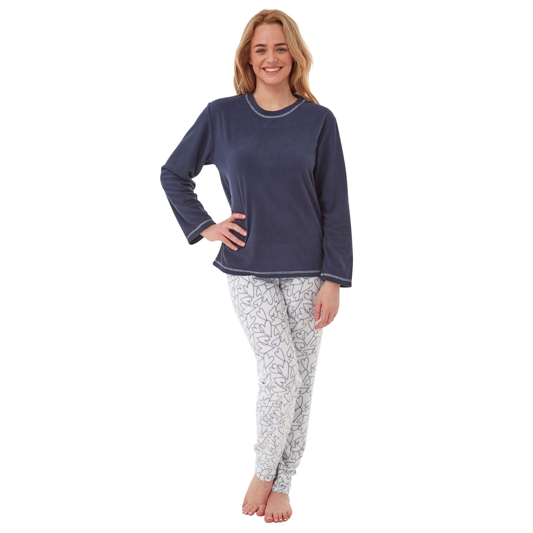 Womens/Ladies Fleece Thermal Pyjamas Pyjama PJs Winter Nightwear Set Size 8-22