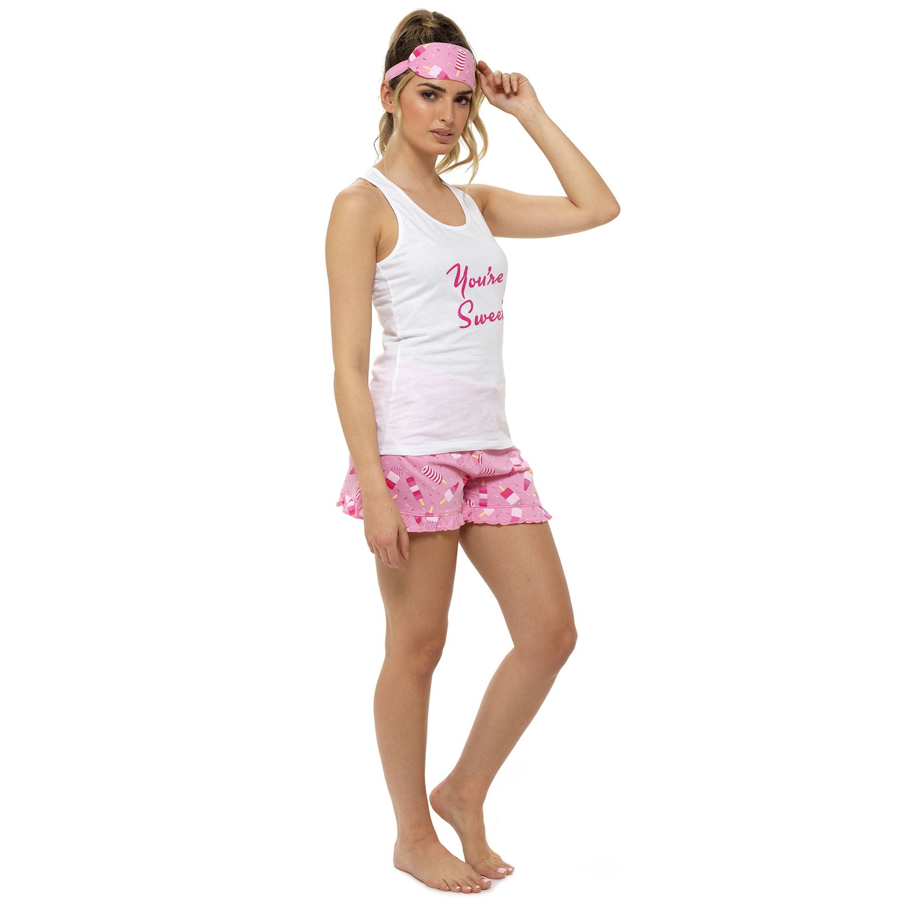 Ladies Jersey Cotton Pyjamas Womens Short Sleeve Summer PJ Vest Shorts Set