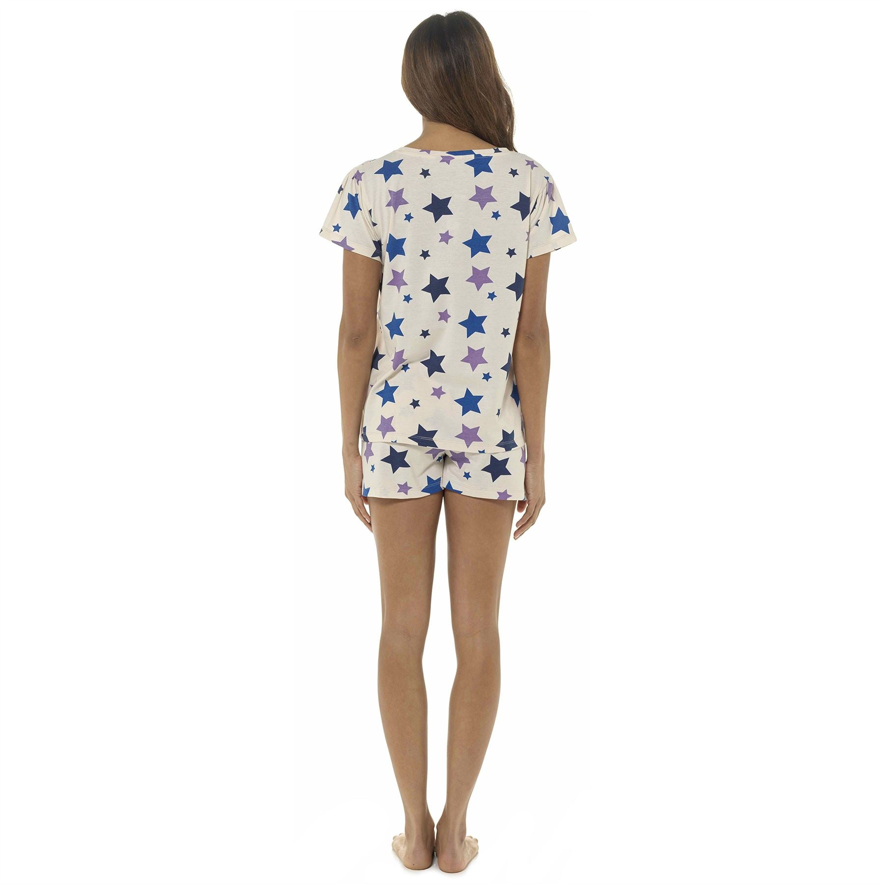 Ladies Jersey Cotton Pyjamas Womens Short Sleeve Summer PJ Vest Shorts Set