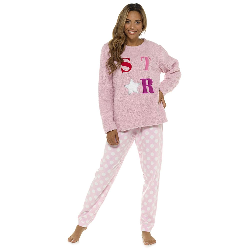 Womens/Ladies Fleece Thermal Pyjamas Pyjama PJs Winter Nightwear Set Size 8-22