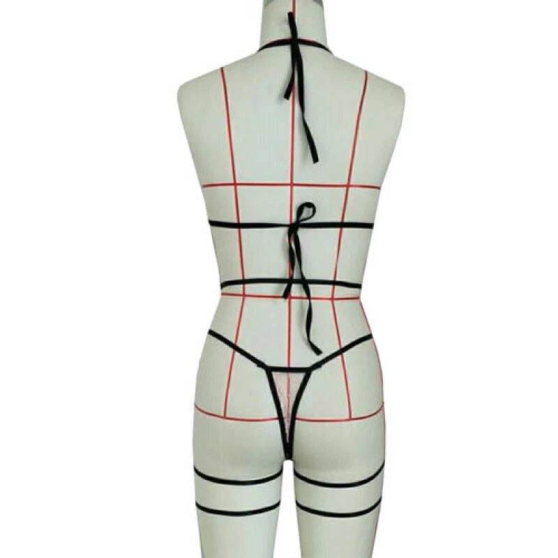 Women Sexy Lingerie Bra Set G-String Thong Bandage Underwear Sleepwear Night #