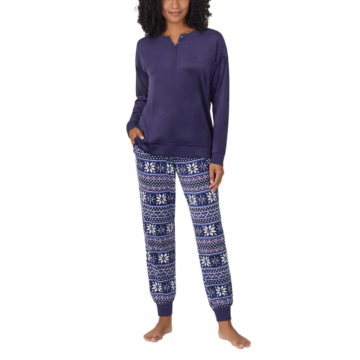 NWT Nautica Women's 2-Pc  PJ Lightweight Stretch Fleece Pajama Lounge Set s:S-3X
