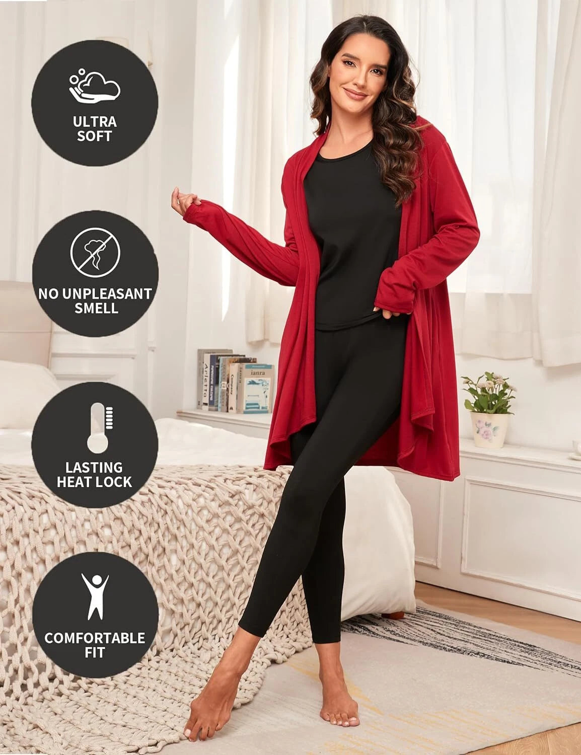 Ropa Interior Térmica para Mujer Conjunto de Pantalones Y Tops Ultra Suave Warm