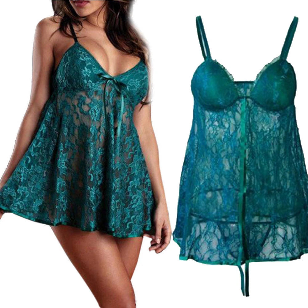 CLEARANCE-Women-Sexy-Lingerie-Lace-Dress-Underwear-Babydoll-Sleepwear-G-string