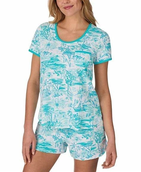 Cuddl Duds Women's 2-Pc. Printed Shortie Boxer Pajamas Set