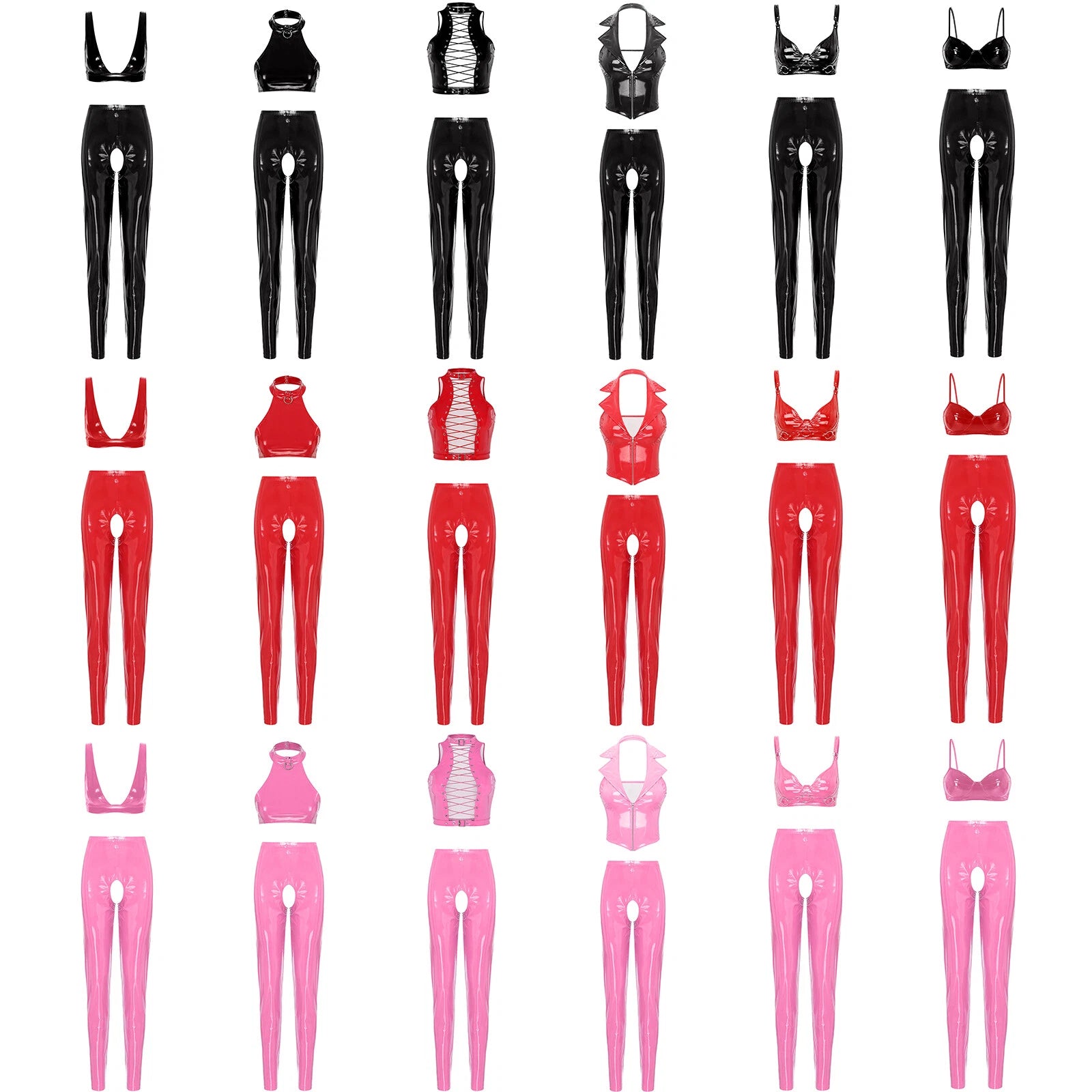 Womens Catsuit Crotchless Nightwear Costume Lingerie Set Bralette Clubwear Bra