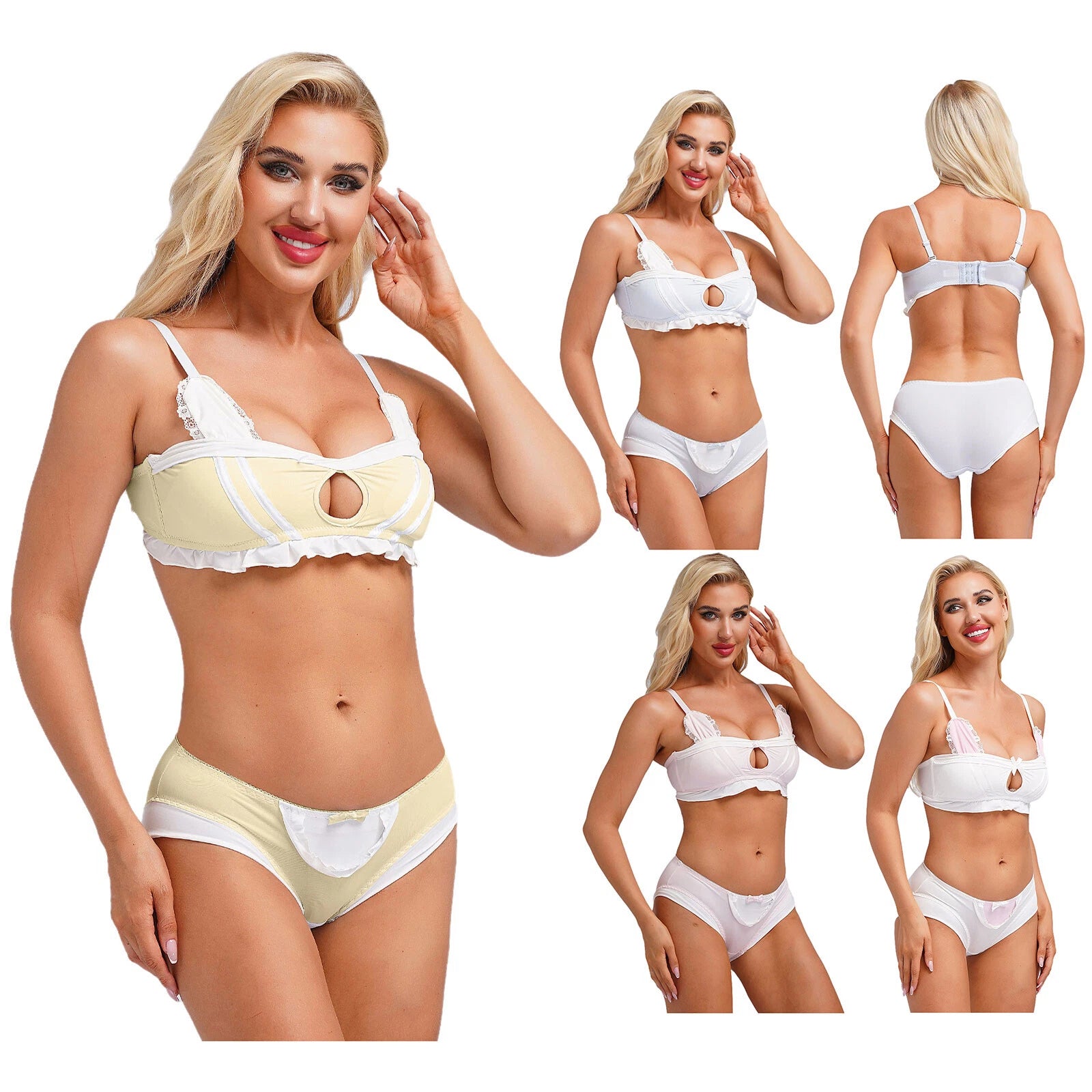 Women's Sexy Underwear Pajama Set Erotic Bra Panties Nightwear Rave Clubwear