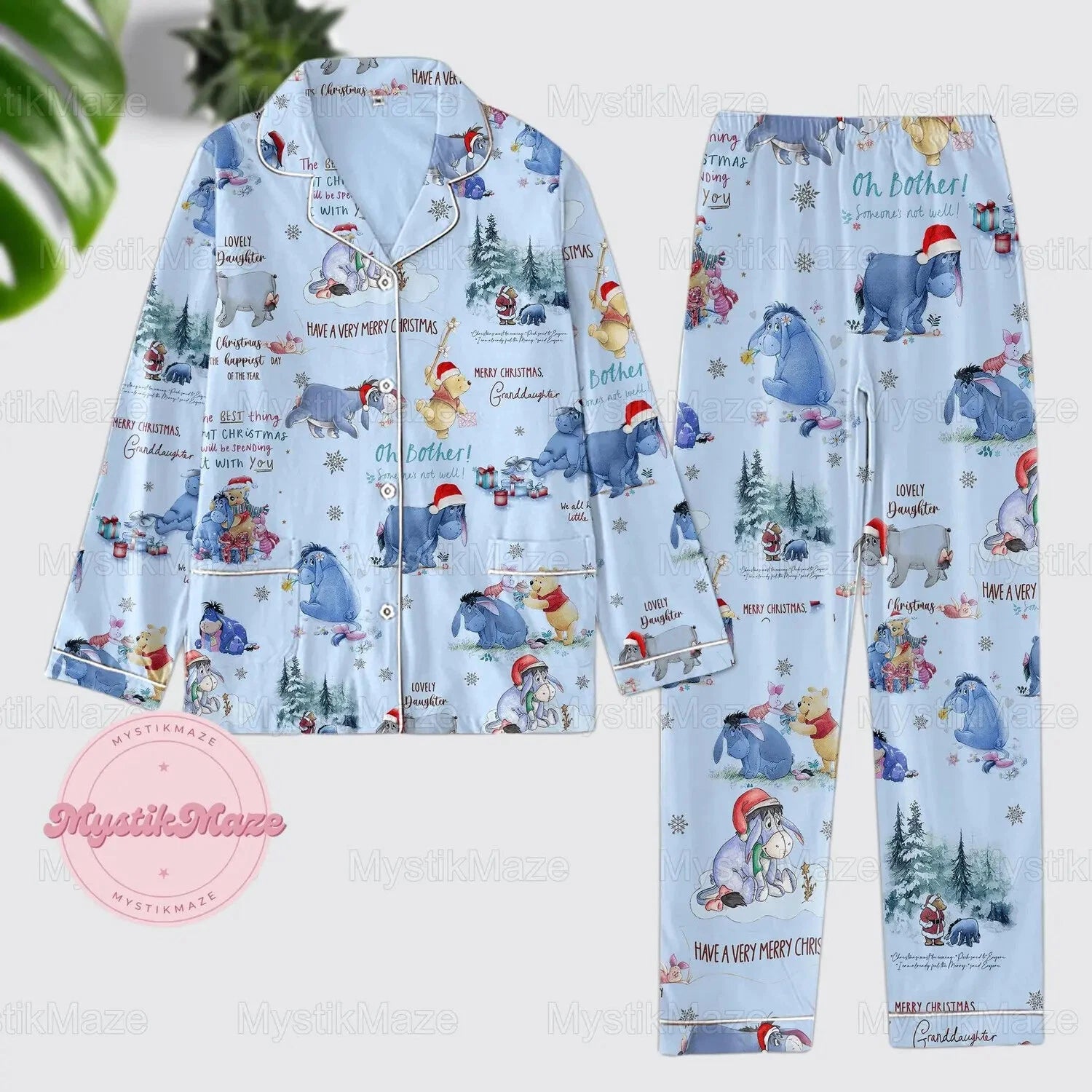Donkey Pajamas Set, Donkey Womens Pajamas, Donkey Midnight Shirt, Donkey Holiday