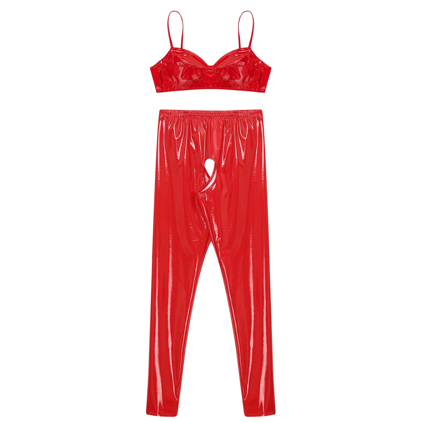Womens Catsuit Crotchless Nightwear Costume Lingerie Set Bralette Clubwear Bra