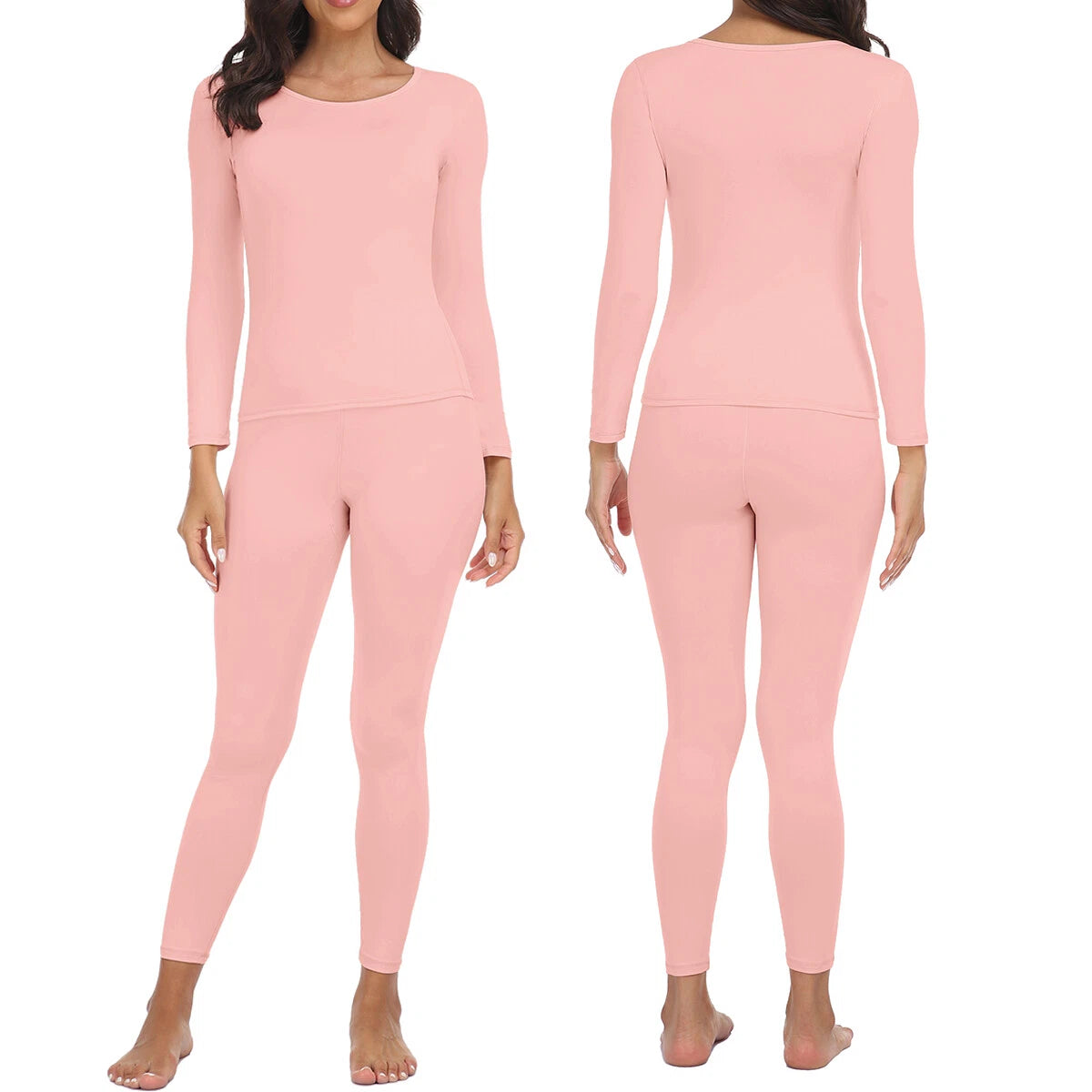 Women Thermals Top & Bottom 2PC Set Waffle Knit Thermal Long Johns Underwear US