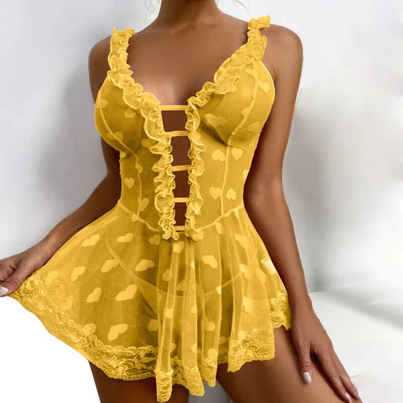 Sexy Women Lingerie Lace Babydoll Underwear Sleepwear Nightgown Slip Dress New