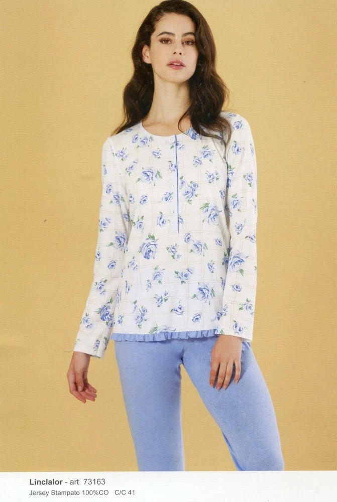 Long-sleeved jersey cotton pajamas with long pants Linclalor 73163