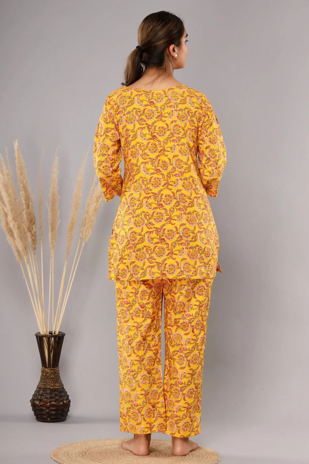 New Indian Printed Cotton Top &Pajama Set Ethnic Sleepwear/Lounge Wear/NightSuit