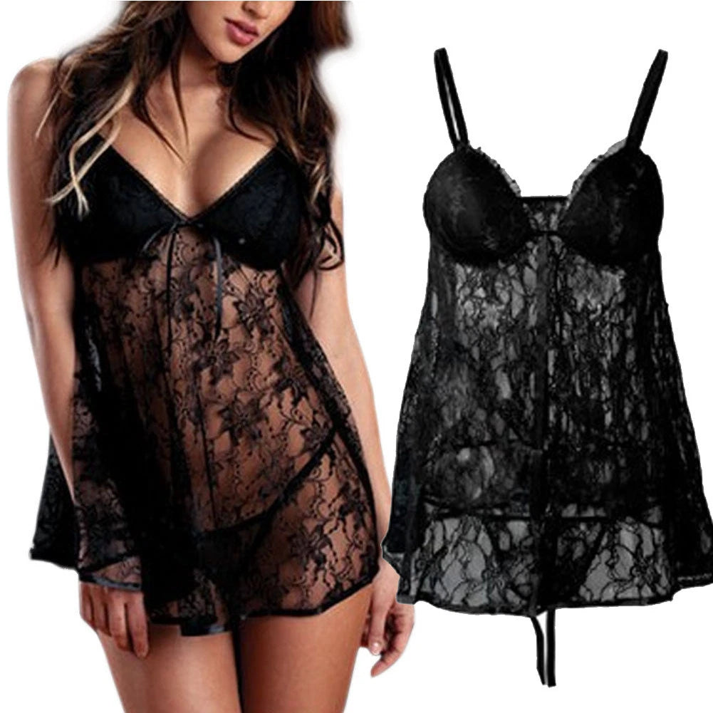 CLEARANCE-Women-Sexy-Lingerie-Lace-Dress-Underwear-Babydoll-Sleepwear-G-string