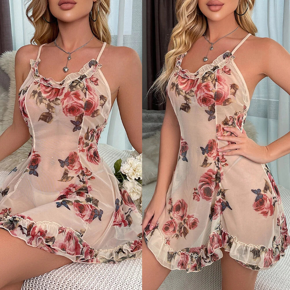 Women's Sexy Lace Lingerie Teddy Babydoll Underwear Nightgown Slip Dress Set US