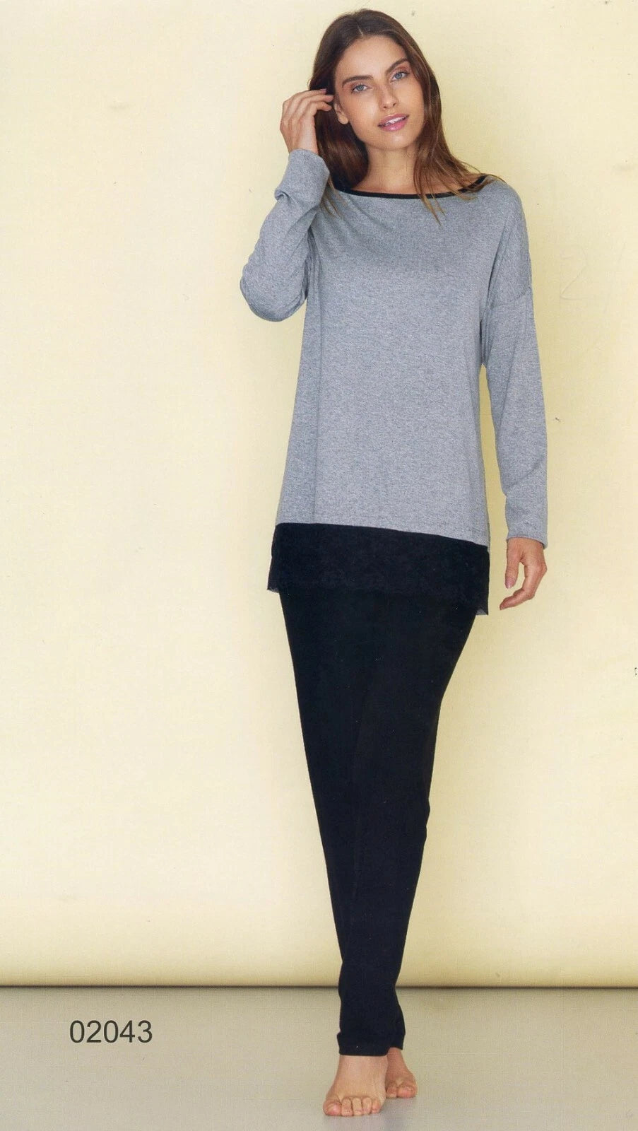 Pajamas Women's Long Sleeve Long Trousers Viscose Linclalor 02043