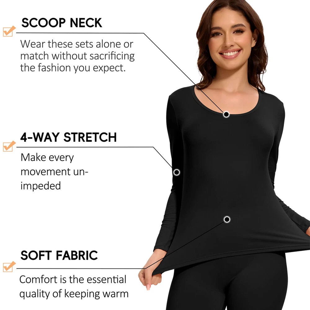 Ropa Interior Térmica para Mujer Conjunto de Pantalones Y Tops Ultra Suave Warm