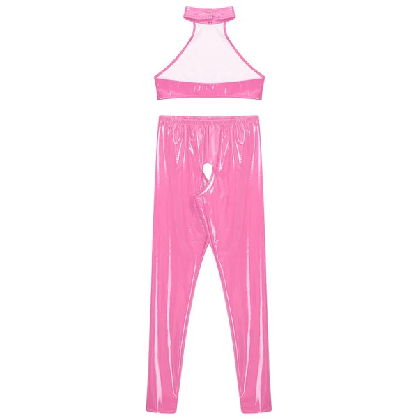 Womens Catsuit Crotchless Nightwear Costume Lingerie Set Bralette Clubwear Bra