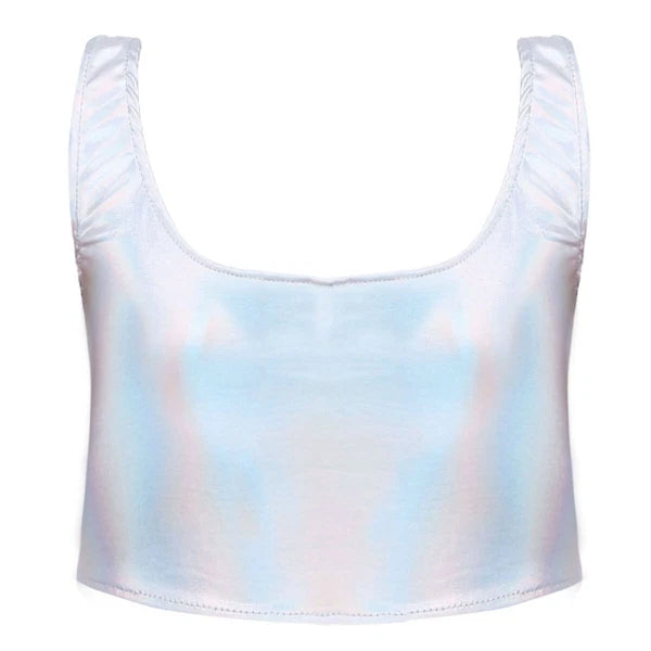 Womens Lingerie Set Metallic Crop Top Wirefree Miniskirt Unlined Nightwear Sexy