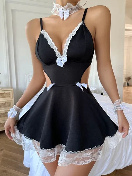 Sexy Women's Lingerie Sets Costume Cosplay French Maid Dress Sleepwear Outfit