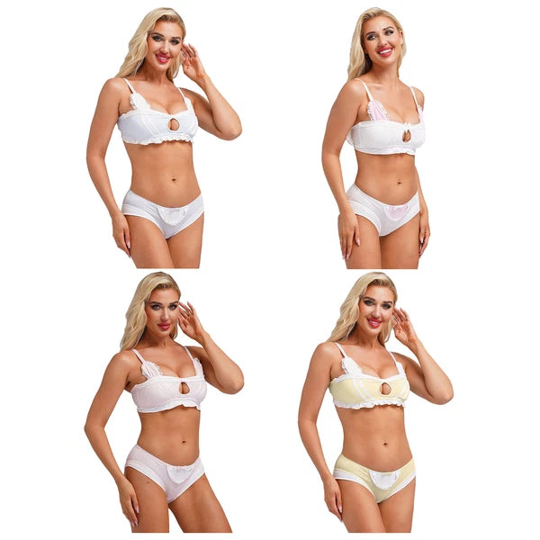 Women's Sexy Underwear Pajama Set Erotic Bra Panties Nightwear Rave Clubwear