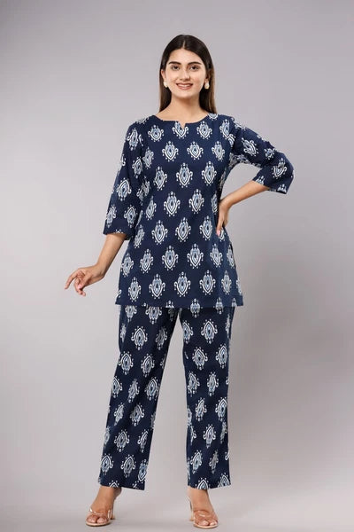 Women's 3/4 Sleeve top & Pajama Set Sleepwear Lounge Dress Night Suit Soft Comfy
