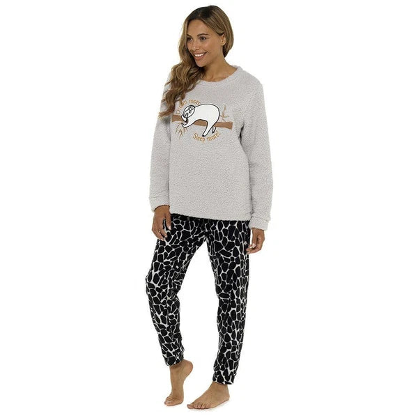 Womens/Ladies Fleece Thermal Pyjamas Pyjama PJs Winter Nightwear Set Size 8-22