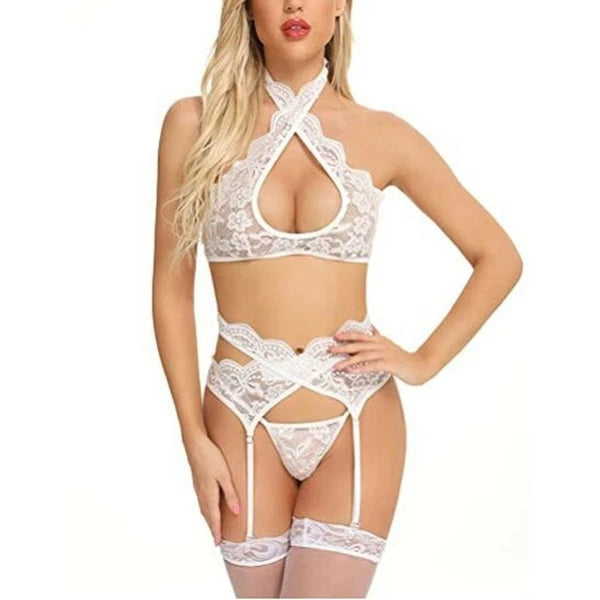 Halter Bra Sleepwear Lingerie Nightwear Sets Shorts Sleeveless Underwear
