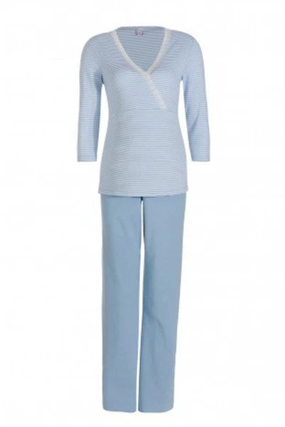 Bellybutton Maternity pregnancy pyjamas - striped blue, pink, grey maternity PJs