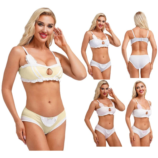 Women's Sexy Underwear Pajama Set Erotic Bra Panties Nightwear Rave Clubwear