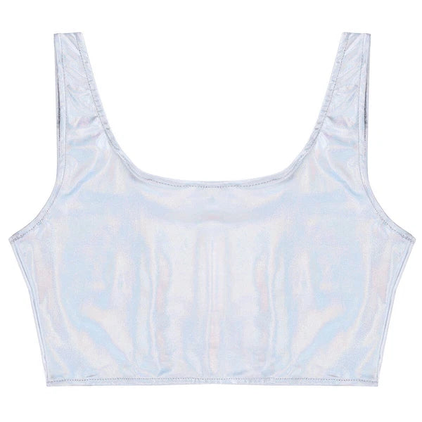 Womens Lingerie Set Metallic Crop Top Wirefree Miniskirt Unlined Nightwear Sexy