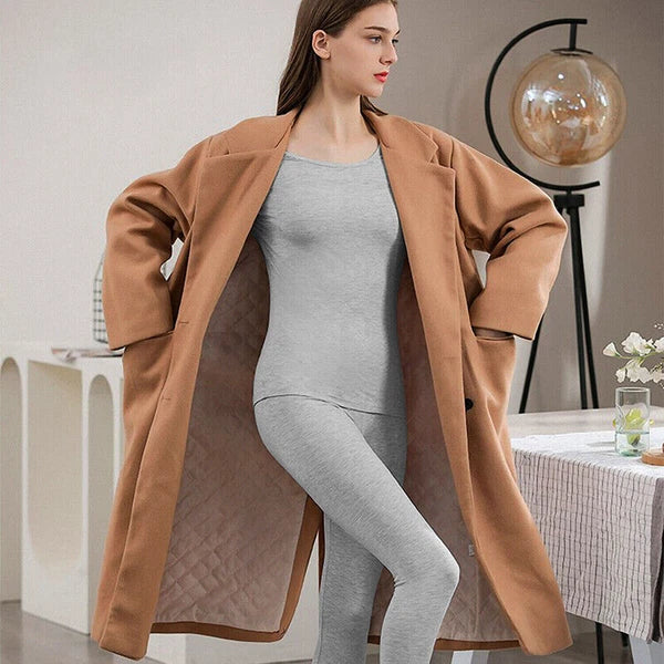 Women Thermals Top & Bottom 2PC Set Waffle Knit Thermal Long Johns Underwear US