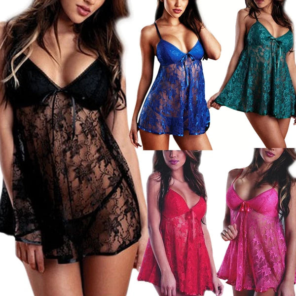 CLEARANCE-Women-Sexy-Lingerie-Lace-Dress-Underwear-Babydoll-Sleepwear-G-string