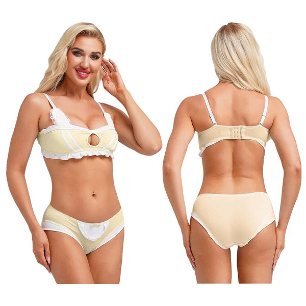 Women's Sexy Underwear Pajama Set Erotic Bra Panties Nightwear Rave Clubwear