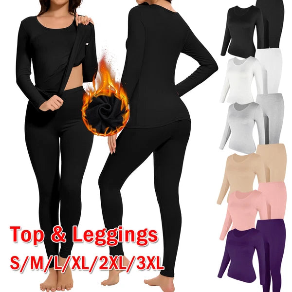 Ropa Interior Térmica para Mujer Conjunto de Pantalones Y Tops Ultra Suave Warm