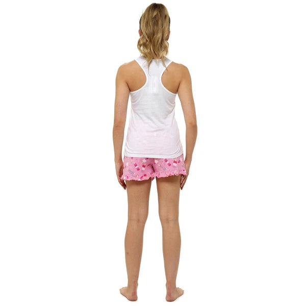 Ladies Jersey Cotton Pyjamas Womens Short Sleeve Summer PJ Vest Shorts Set