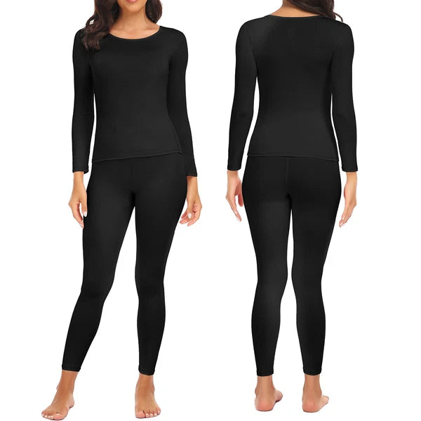 Women Thermals Top & Bottom 2PC Set Waffle Knit Thermal Long Johns Underwear US