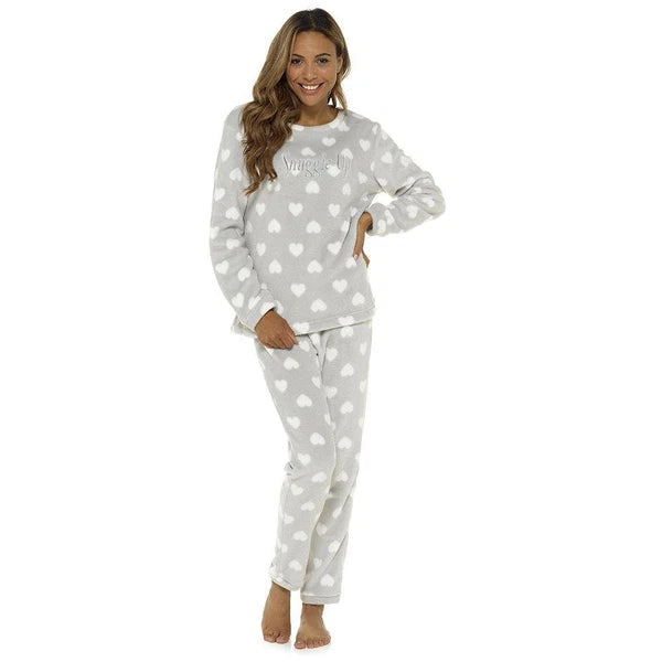 Womens/Ladies Fleece Thermal Pyjamas Pyjama PJs Winter Nightwear Set Size 8-22