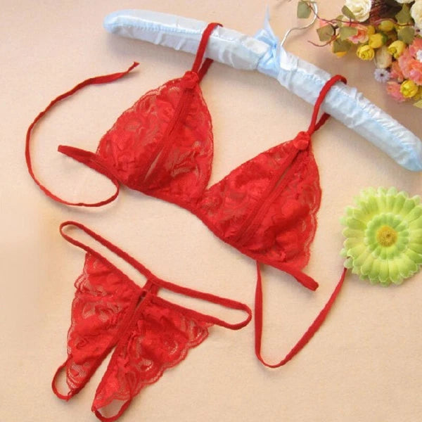 Sexy-Lingerie Nightwear Underwear G-string Babydoll Women Lace Sleepwear Set~☆