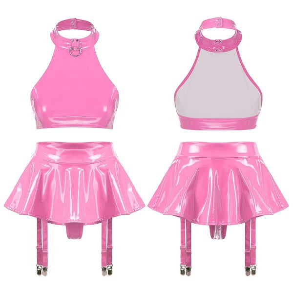 Womens Miniskirt Nightclub Crop Top Rave Lingerie Set Vest Outfits Outfit Sexy