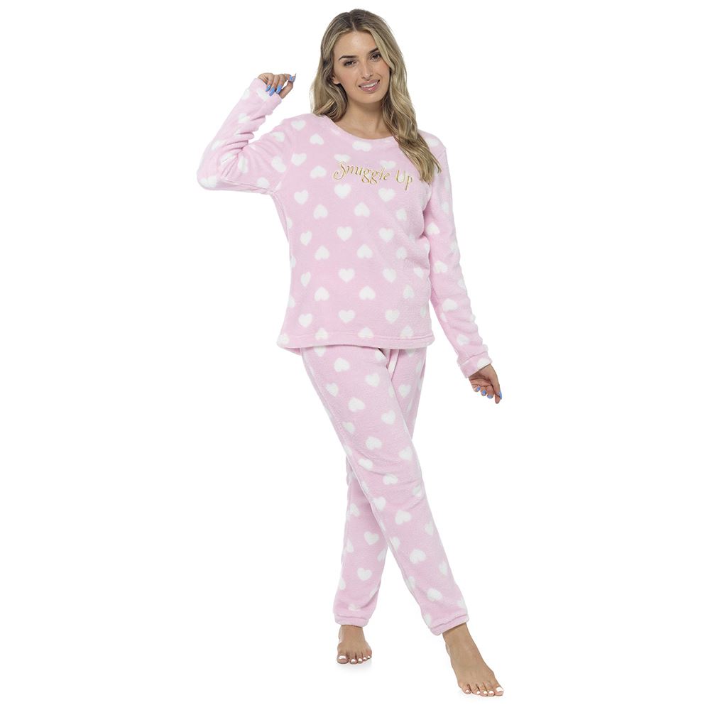 Womens/Ladies Fleece Thermal Pyjamas Pyjama PJs Winter Nightwear Set Size 8-22