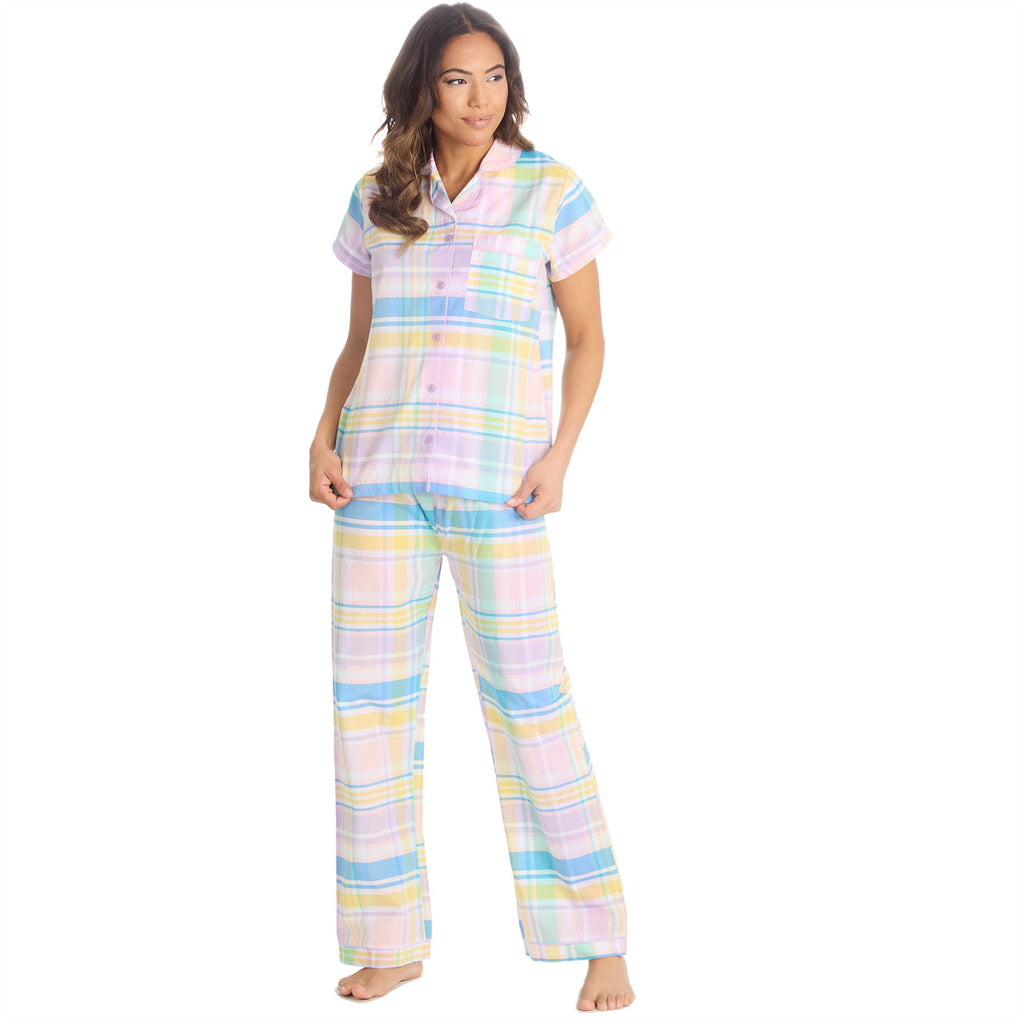 Womens/Ladies Pyjamas Yarn Dyed Woven Check Pyjama Set PJs Size 8-22