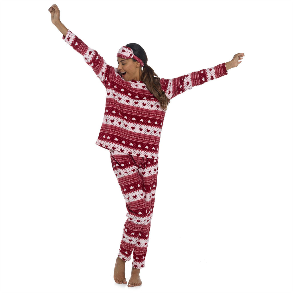 Womens/Ladies Fleece Thermal Pyjamas Pyjama PJs Winter Nightwear Set Size 8-22