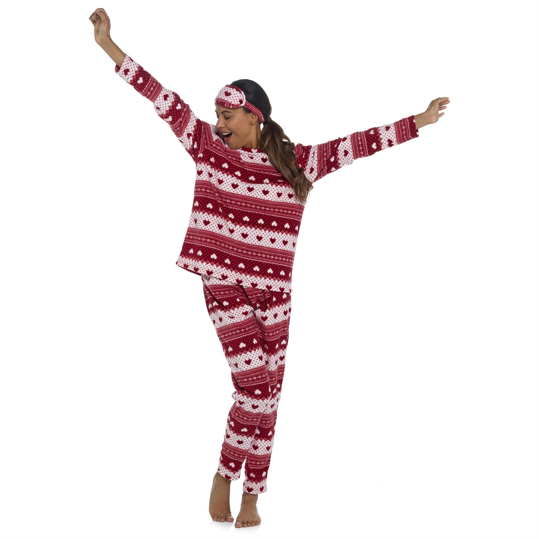Womens/Ladies Fleece Thermal Pyjamas Pyjama PJs Winter Nightwear Set Size 8-22