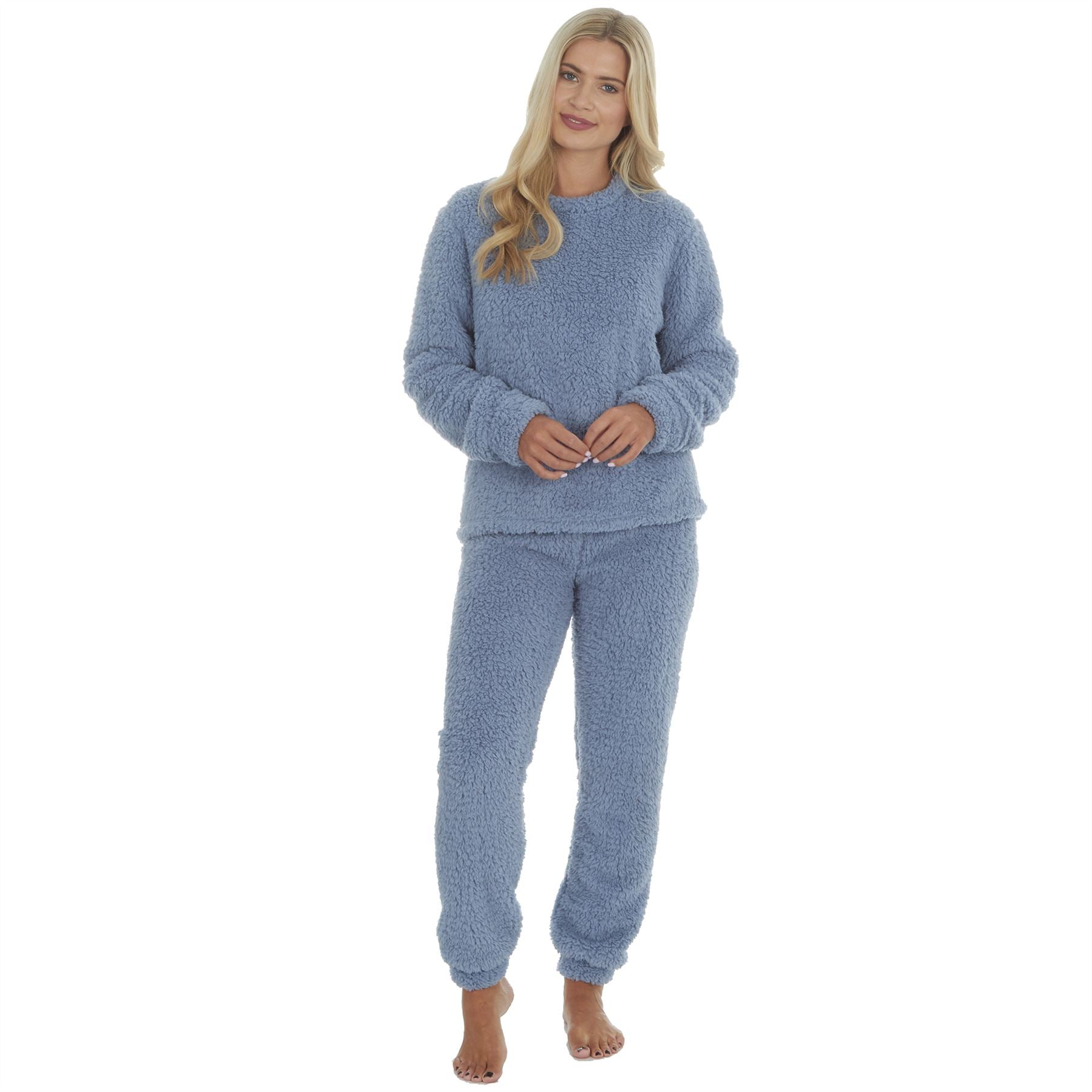 Womens/Ladies Fleece Thermal Pyjamas Pyjama PJs Winter Nightwear Set Size 8-22