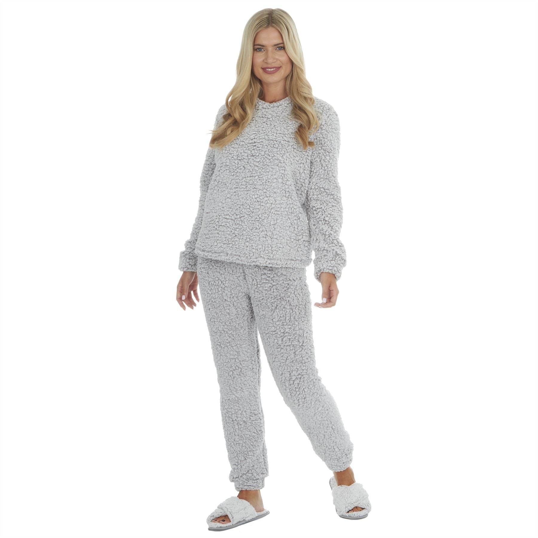 Womens/Ladies Fleece Thermal Pyjamas Pyjama PJs Winter Nightwear Set Size 8-22