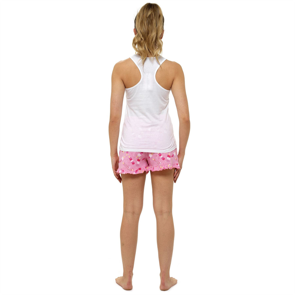 Ladies Jersey Cotton Pyjamas Womens Short Sleeve Summer PJ Vest Shorts Set