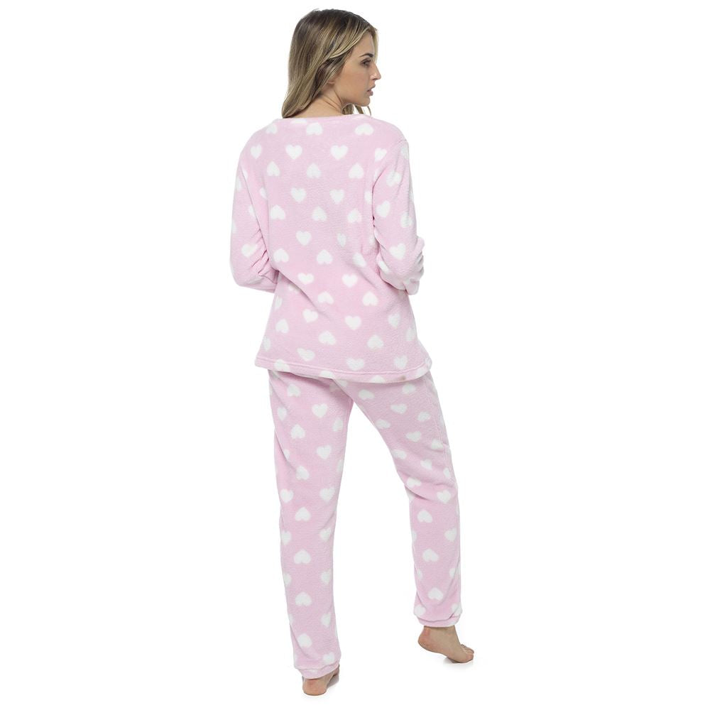 Womens/Ladies Fleece Thermal Pyjamas Pyjama PJs Winter Nightwear Set Size 8-22