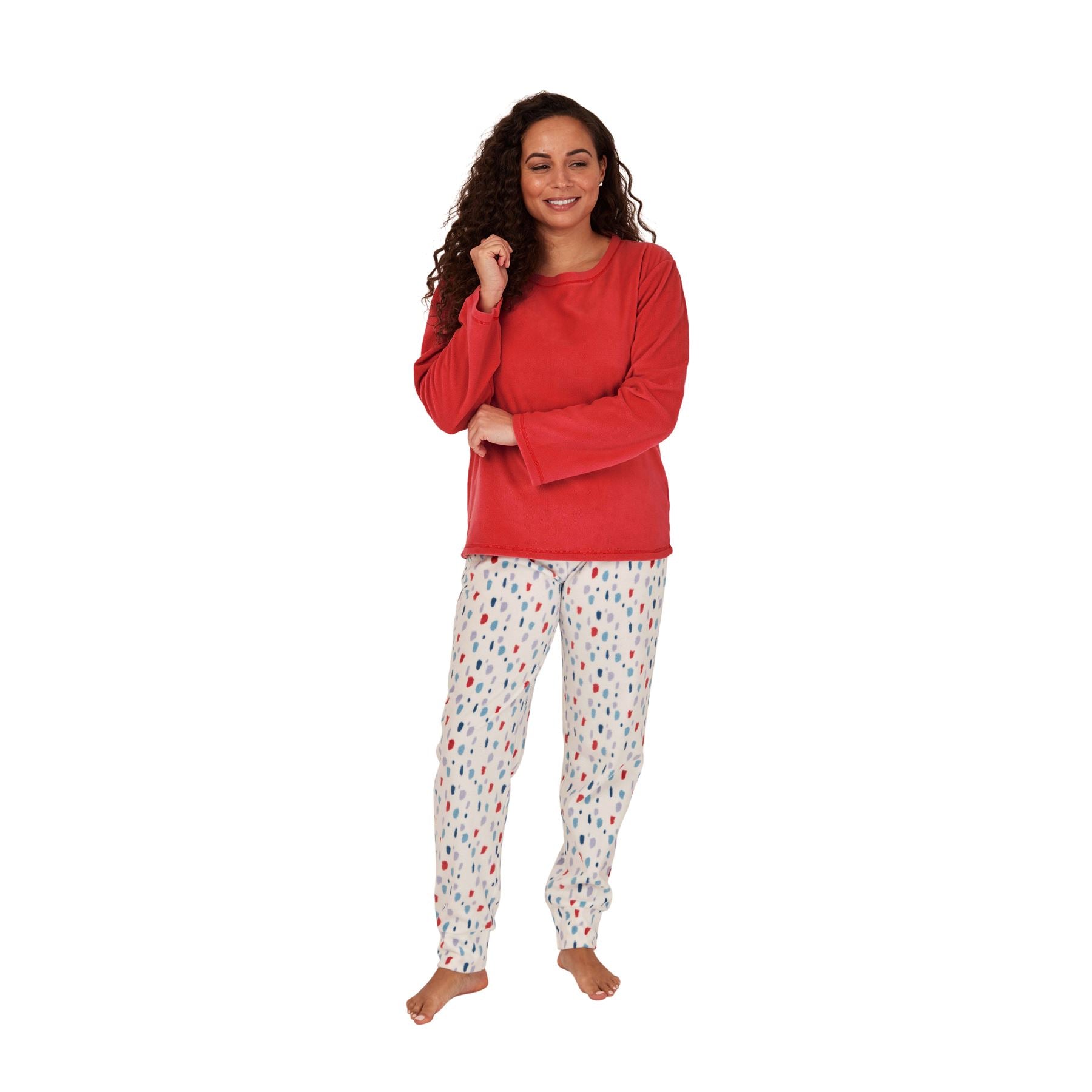 Womens/Ladies Fleece Thermal Pyjamas Pyjama PJs Winter Nightwear Set Size 8-22